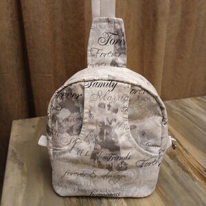 New Wedding Bride Groom Theme Mini Backpack Sling Bag Crossbody White Silver Gol